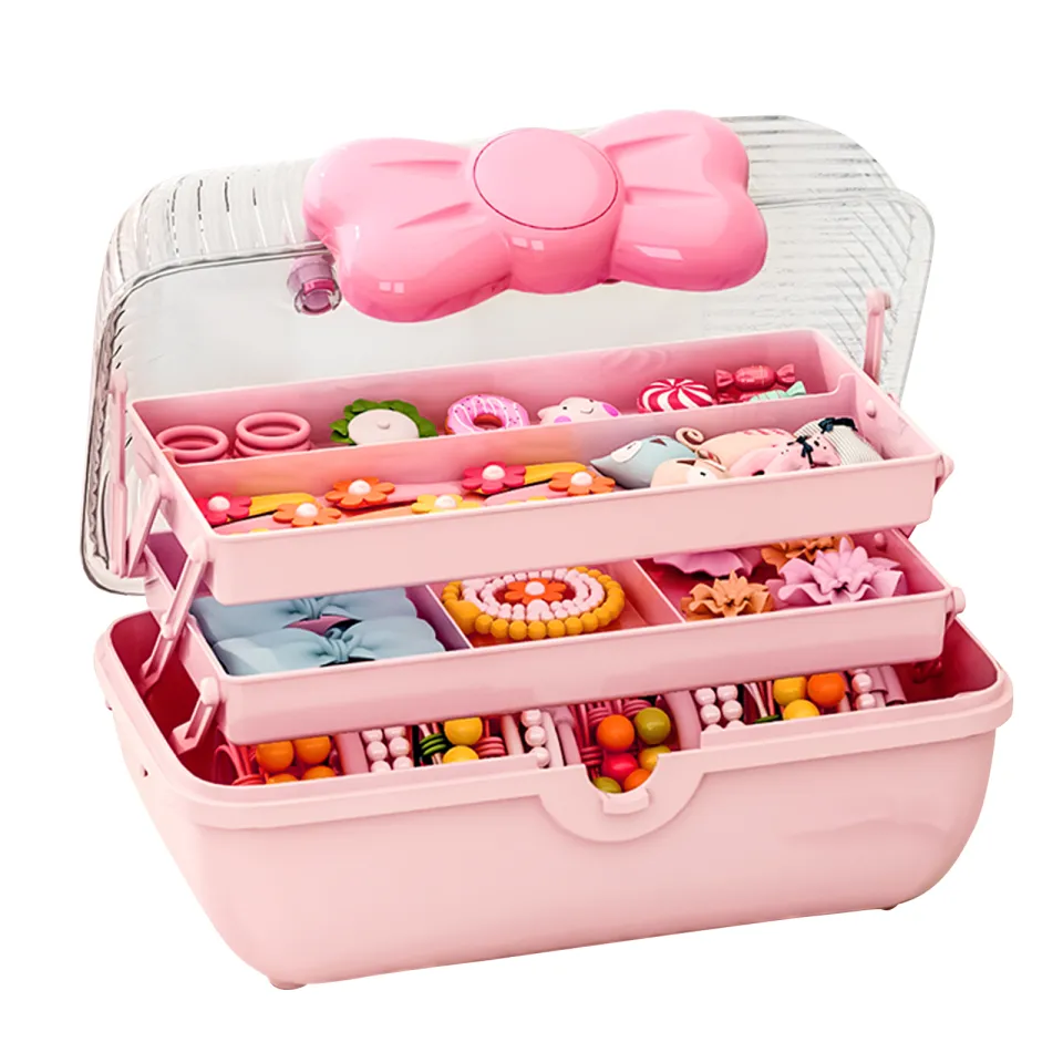 Large Fashion Pink Hair Accessory Jewelry Box for Kids Portable Travel Hair  Accessories Organiser Storage Box Headband Holder Dressing Jewelry Case for  Girls Kids Hair Ties Clips